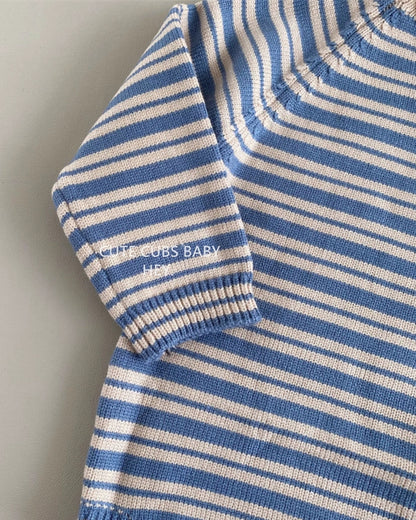 Casual Striped Knitted Baby Romper/4pcs Set