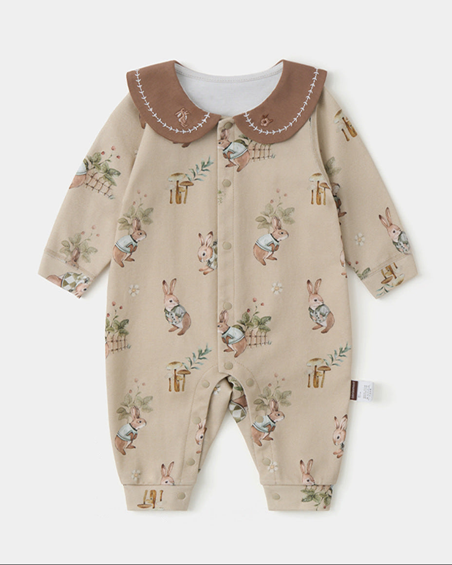 Animal Pattern Square Collar Baby Jumpsuits