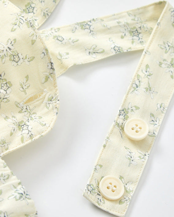 2pcs Baby Long Sleeve Shirt&Floral Romper Set