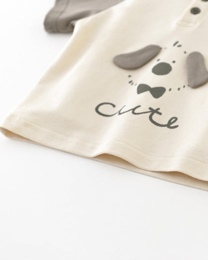 Dog Pattern Casual Baby Polo Shirt&Pants Set