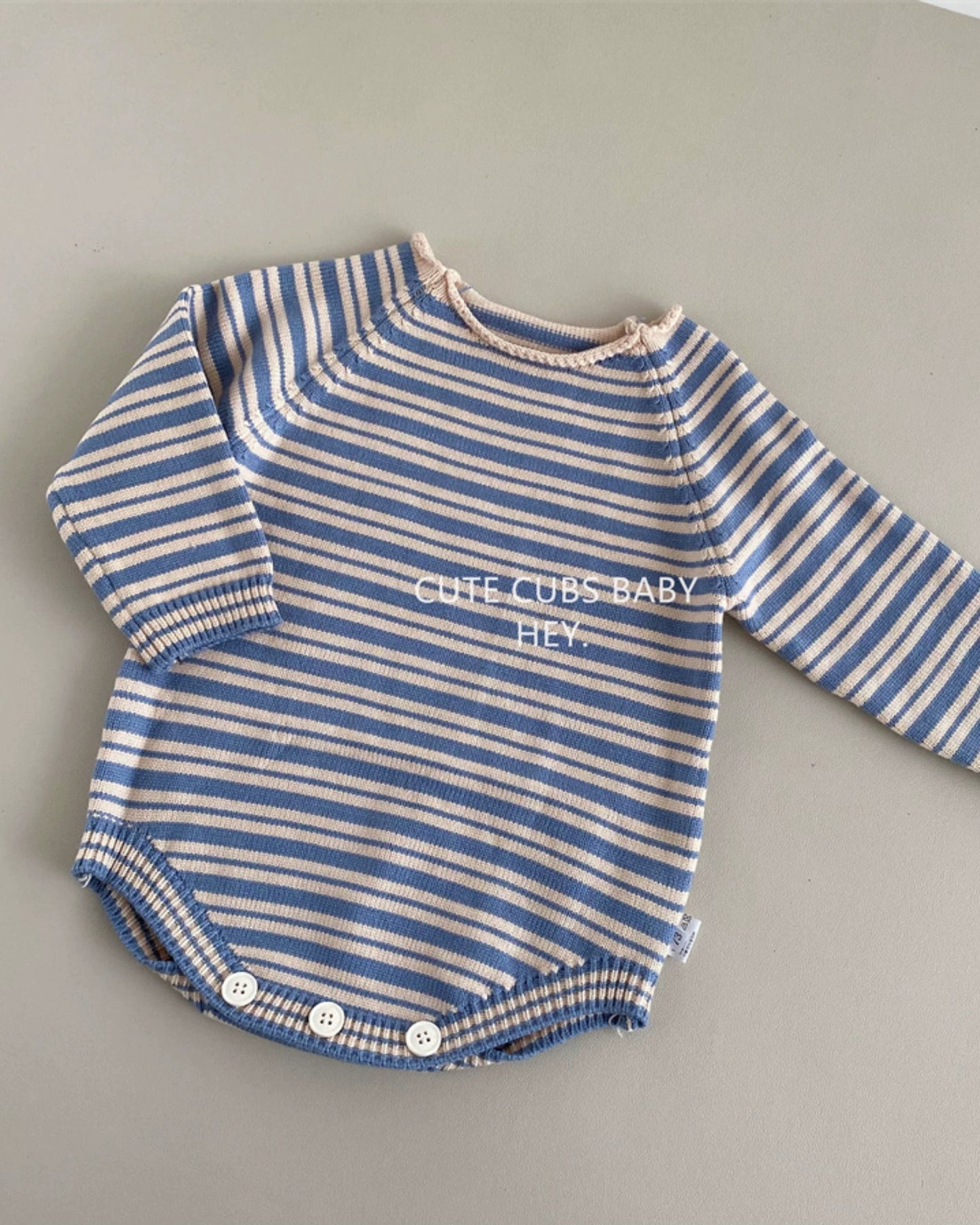 Casual Striped Knitted Baby Romper/4pcs Set