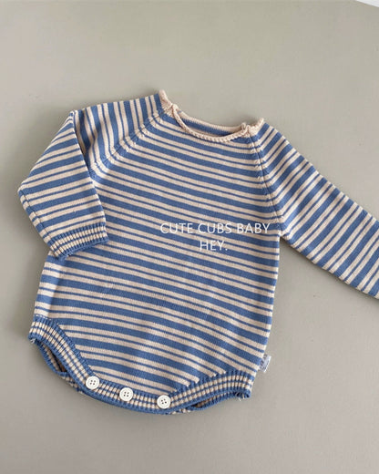 Casual Striped Knitted Baby Romper/4pcs Set