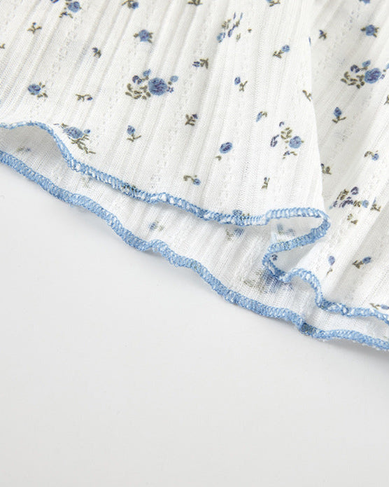 2pcs Floral Heart Breathable Baby Vest&Pants Set