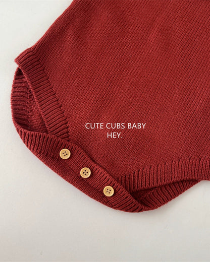 Knitted Tree Pattern Red Baby Romper