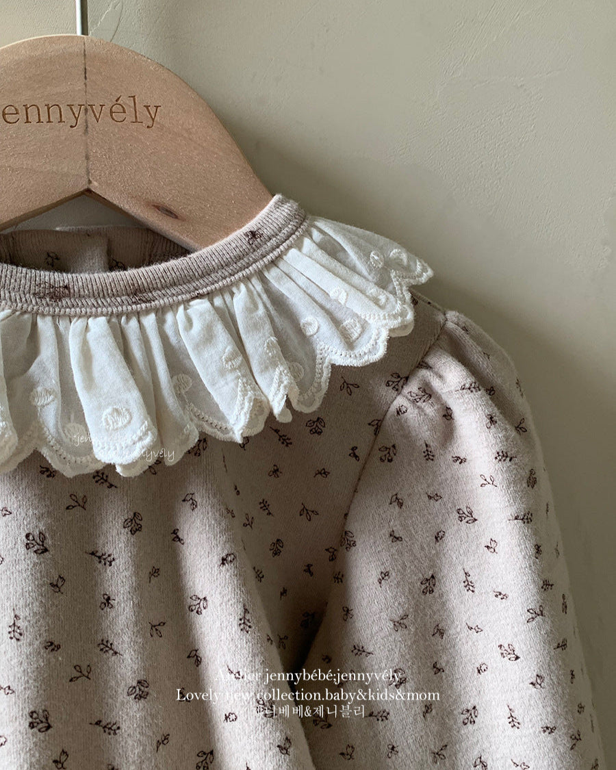 Floral Lace Collar Baby Long Sleeve Top/Romper