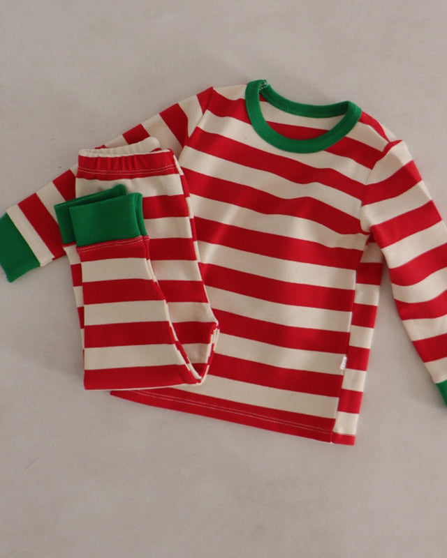 Christmas Striped Baby Bodysuit/Top Pant Set