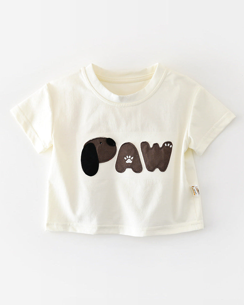 Paw Letter Baby Short Sleeve Tee