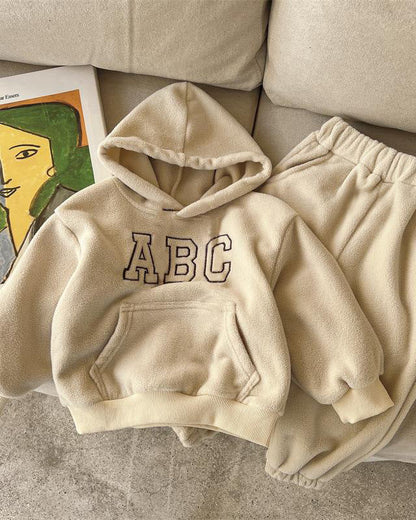 ABC Letter Fleece Baby Hoodie Pants 2pcs Set