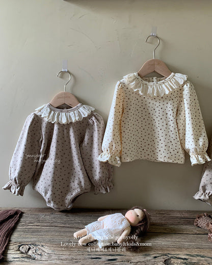 Floral Lace Collar Baby Long Sleeve Top/Romper