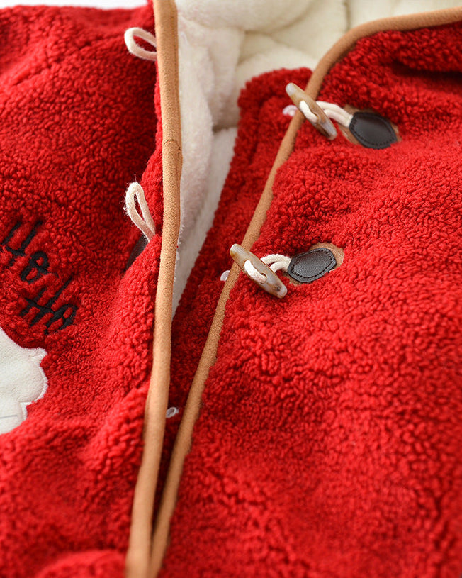 Christmas Fleece Hooded Baby Jumpsuits with Scarf