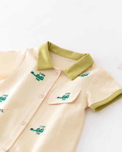 Crocodile Embroidered Short Sleeve Baby Jumpsuits