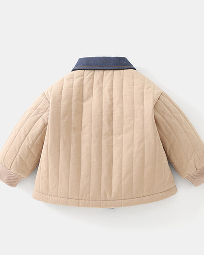 Warm Fleece Denim Pocket Baby Jacket