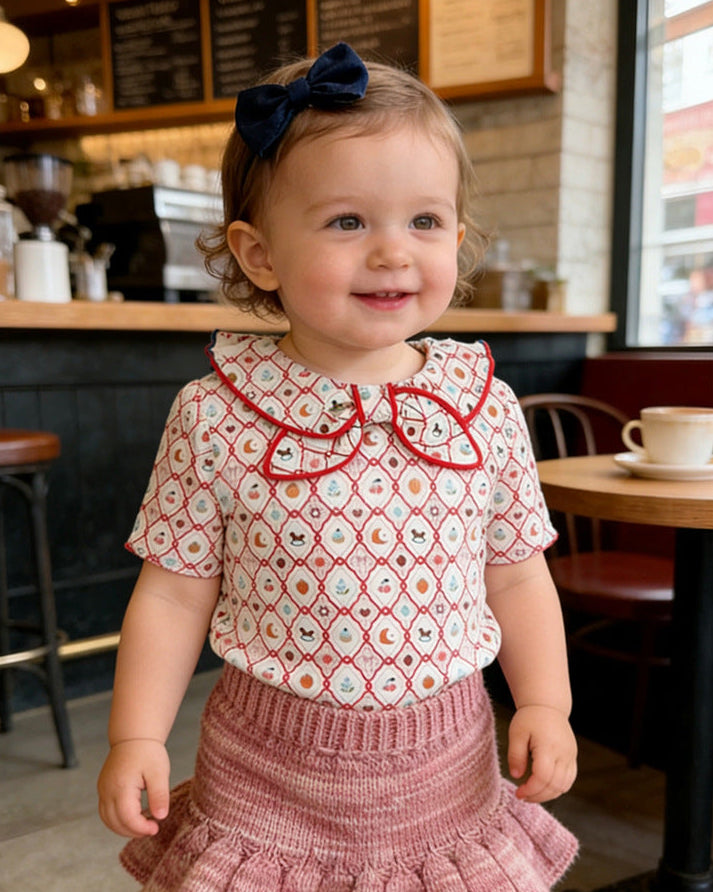 Geometric Pattern Short Sleeve Baby Tee