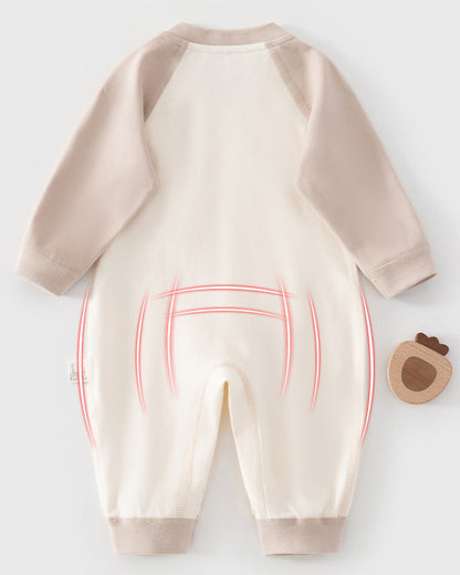Color Block Animal Face Cotton Baby Jumpsuits