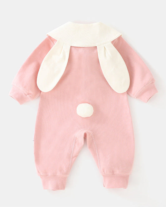 Bear Rabbit Tie Decor Long Sleeve Baby Jumpsuits