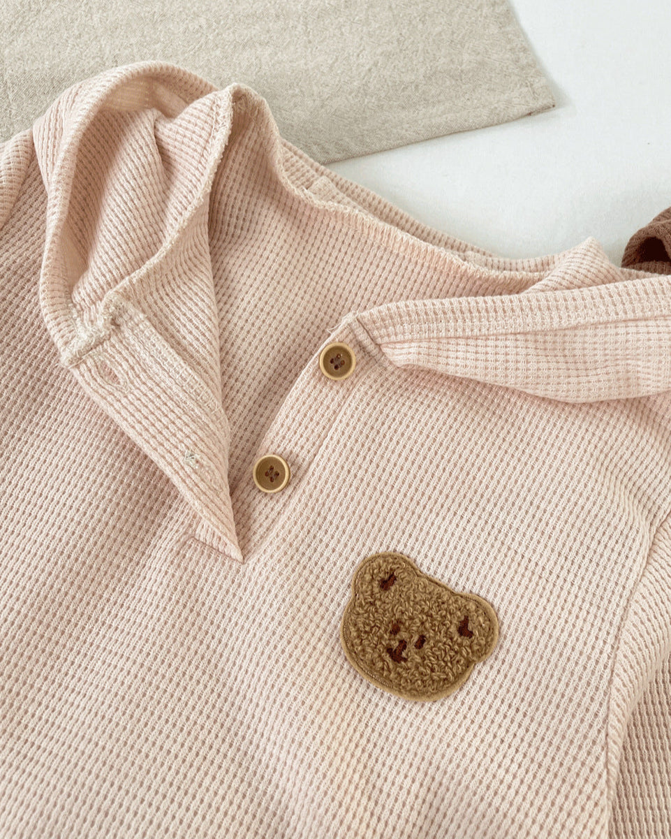 Bear Head Hooded Long Sleeve Baby Jumpsuits
