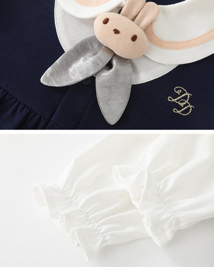 Rabbit Decor Puffy Sleeve Baby Jumpsuits