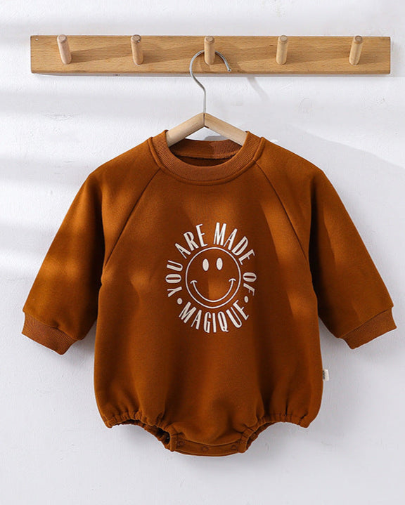 Moon Smile Face Long Sleeve Baby Sweatshirt Romper