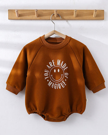 Moon Smile Face Long Sleeve Baby Sweatshirt Romper