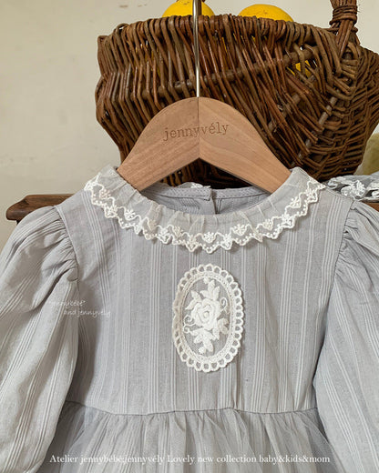 Lace Mesh Decor Long Sleeve Baby Girl Romper&Hat