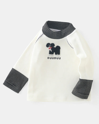 Puppy Striped Color Block Long Sleeve Baby T-shirt
