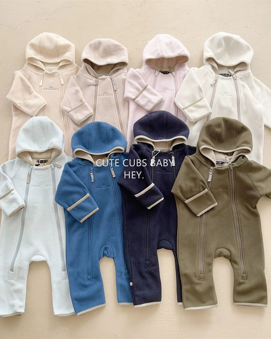 Reversible Zipped Warm Fleece Baby Jumpsuits