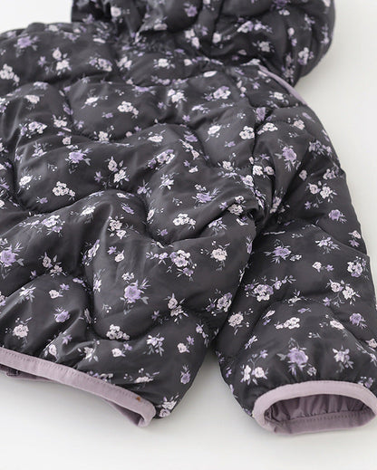 プリント柄の暖かいベビーフード付きパファージャケット