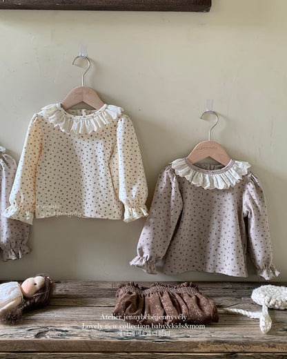 Floral Lace Collar Baby Long Sleeve Top/Romper