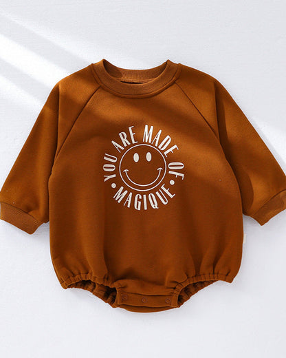 Moon Smile Face Long Sleeve Baby Sweatshirt Romper