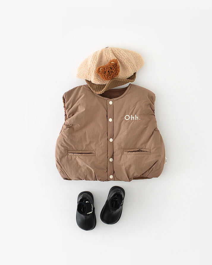 Pocket Design Sleeveless Baby Puffer Vest