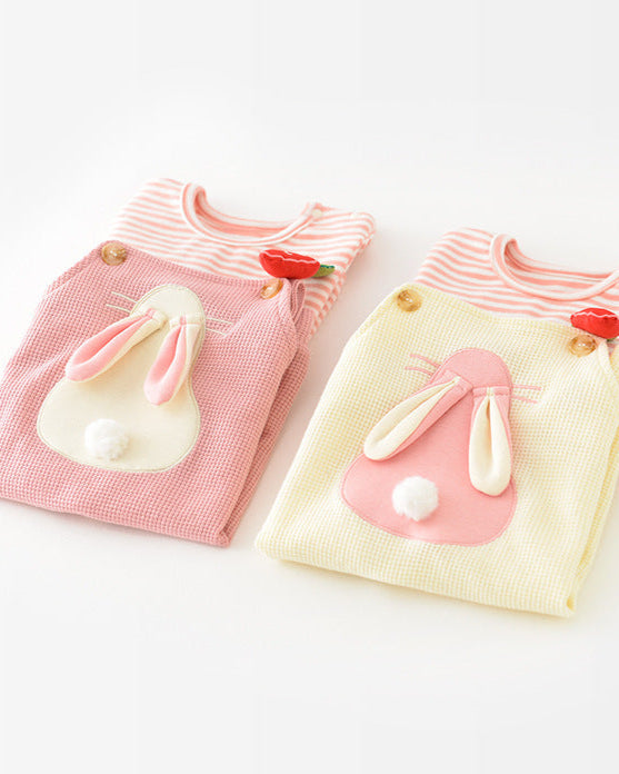 2pcs Rabbit Pattern Baby Sweatshirt Jumpsuits Set