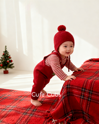 Christmas Tree Pattern Knitted Baby Jumpsuits