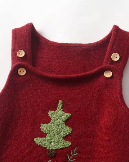 Christmas Tree Pattern Knitted Baby Jumpsuits