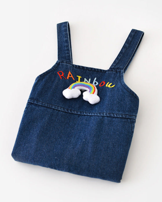 Rainbow Pattern Baby Denim Jumpsuits/Hoodie
