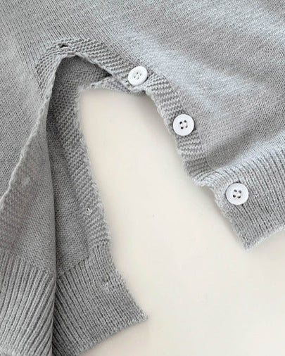 Casual Knitted Square Collar Baby Jumpsuits