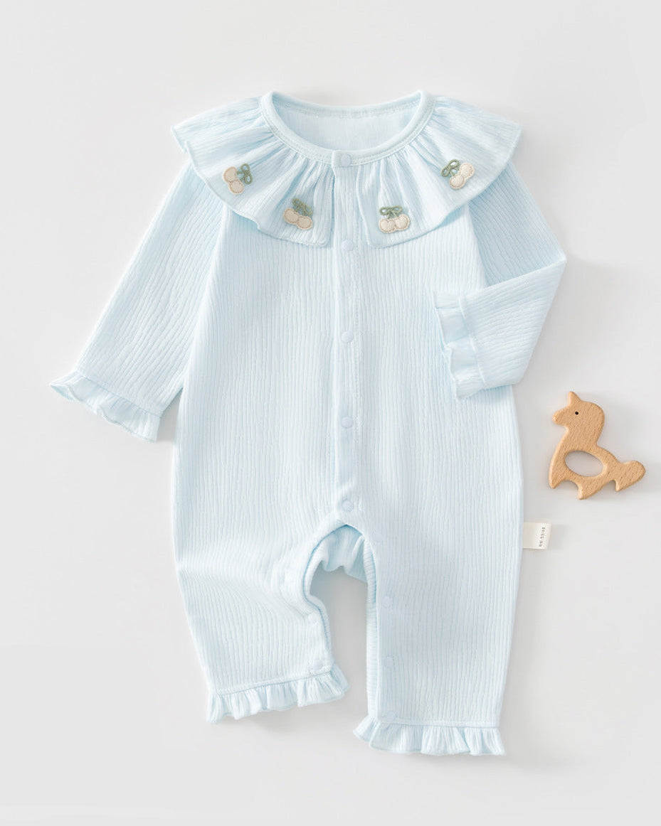 Cotton Ruffled Collar Long Sleeve Baby Pajama