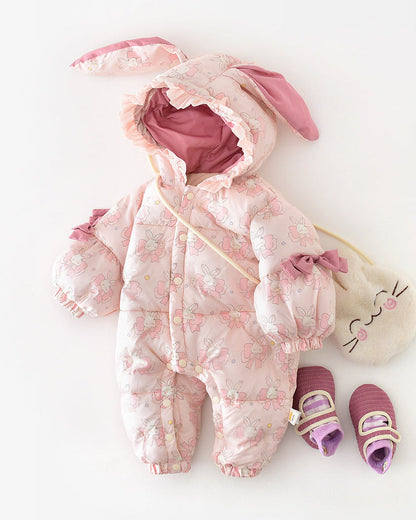 Sweet Rabbit Warm Hooded Baby Jumpsuits