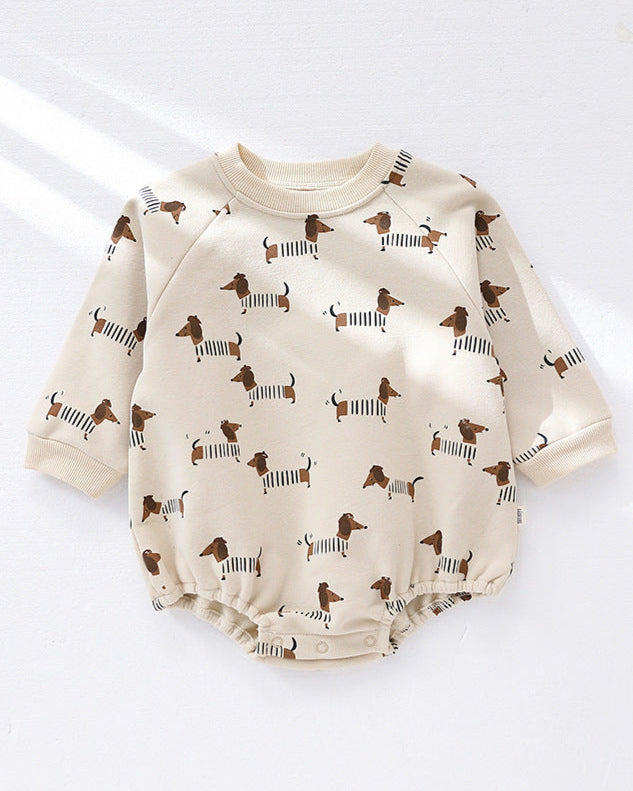 Moon Smile Face Long Sleeve Baby Sweatshirt Romper