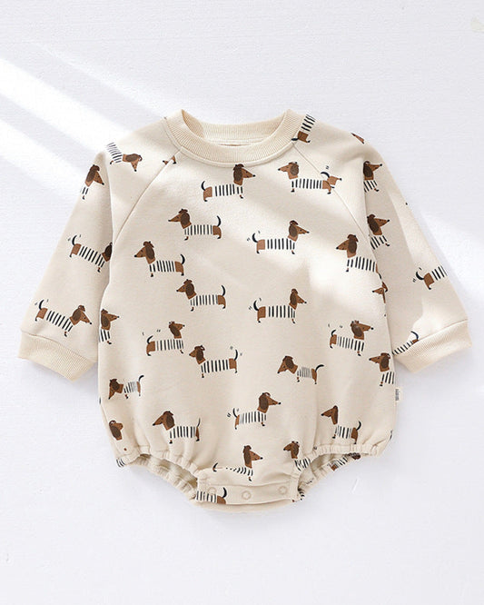 Moon Smile Face Long Sleeve Baby Sweatshirt Romper