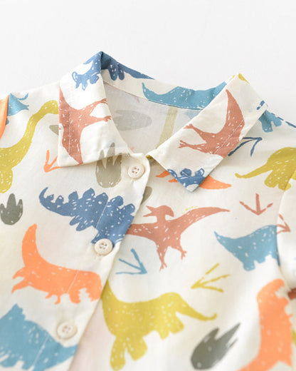 Short Sleeves Dinosaur Baby Jumpsuits with Toy