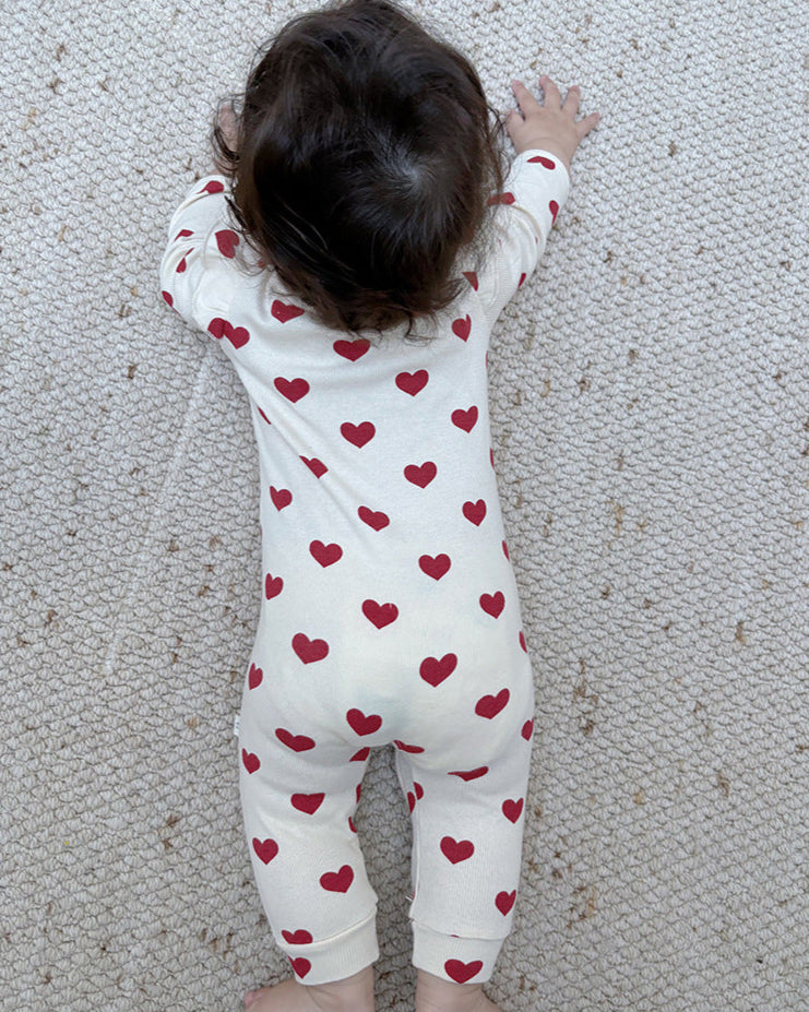 Cotton Soft Heart Long Sleeve Baby Jumpsuits/Romper