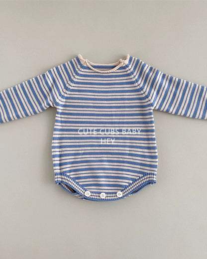 Casual Striped Knitted Baby Romper/4pcs Set