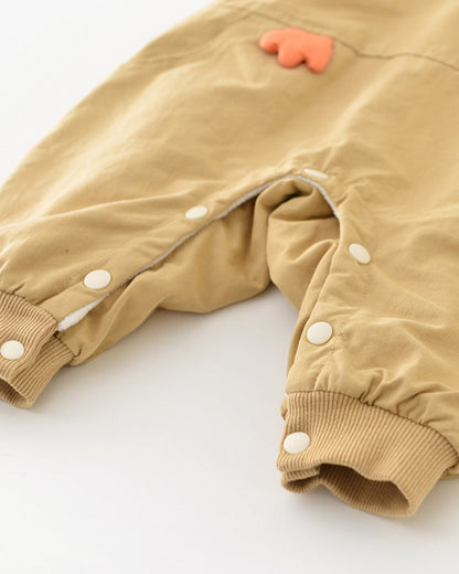 Cartoon Duck Pattern Fleece Baby Hoodie Jumpsuits