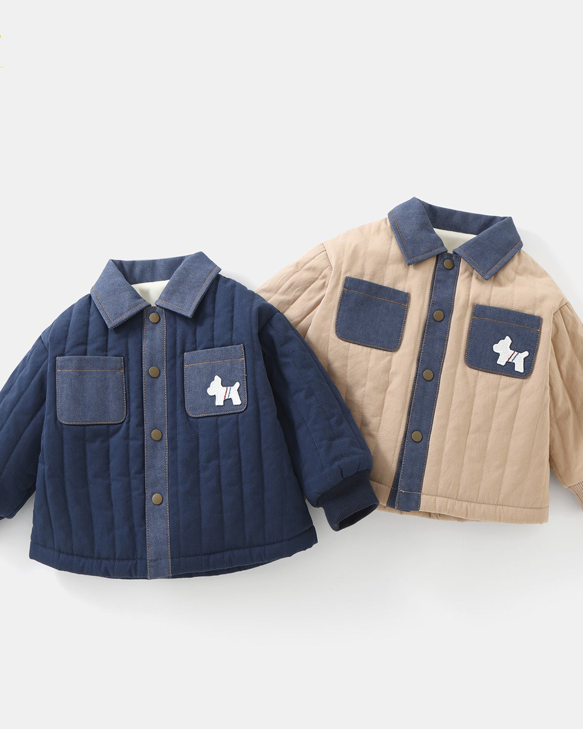 Warm Fleece Denim Pocket Baby Jacket