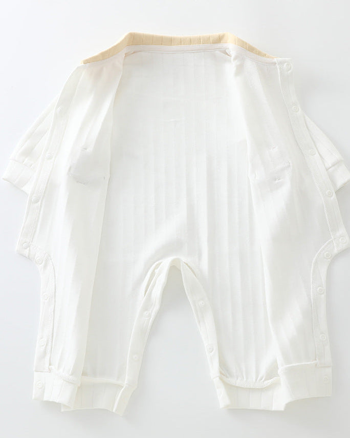 Duck Decor Striped Cotton Baby Jumpsuits