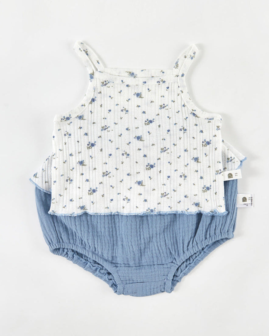 2pcs Floral Heart Breathable Baby Vest&Pants Set