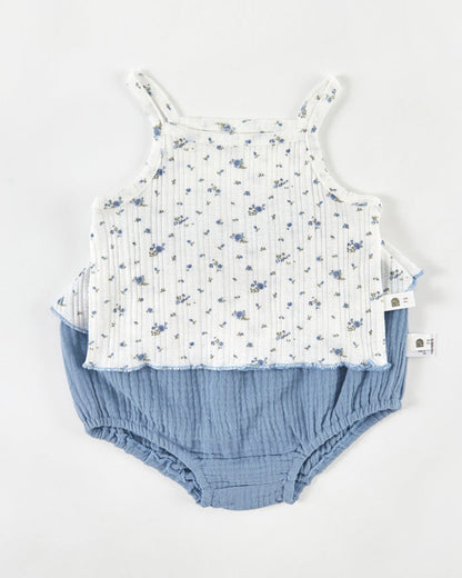 2pcs Floral Heart Breathable Baby Vest&Pants Set