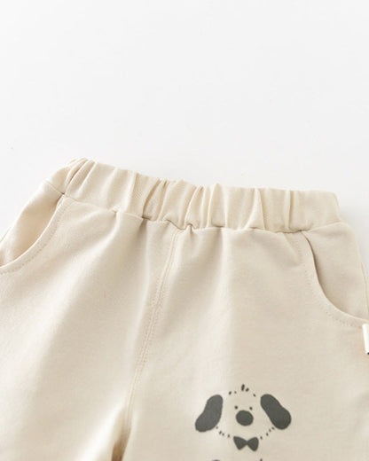 Dog Pattern Casual Baby Polo Shirt&Pants Set