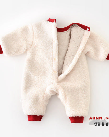 Christmas Fleece Snowman Pocket Baby Jumpsuits