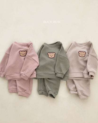 Solid Color Bear Baby Hoodie Pants 2pcs Set